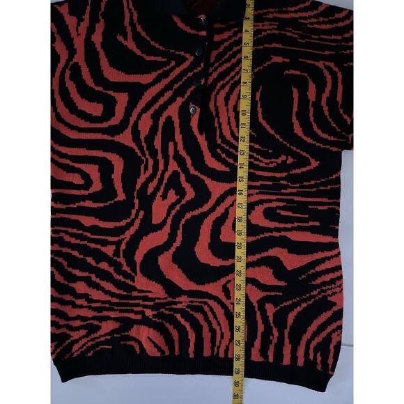 VTG Escada By Margaretha Ley Sweater Women 42 (US M/L) Red Black Wool Germany - Picture 6 of 10